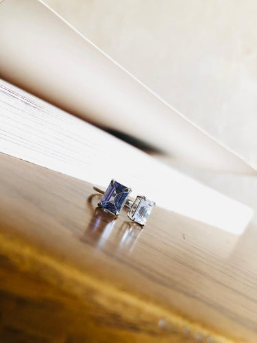 925 Silver Purple Baguette Ring